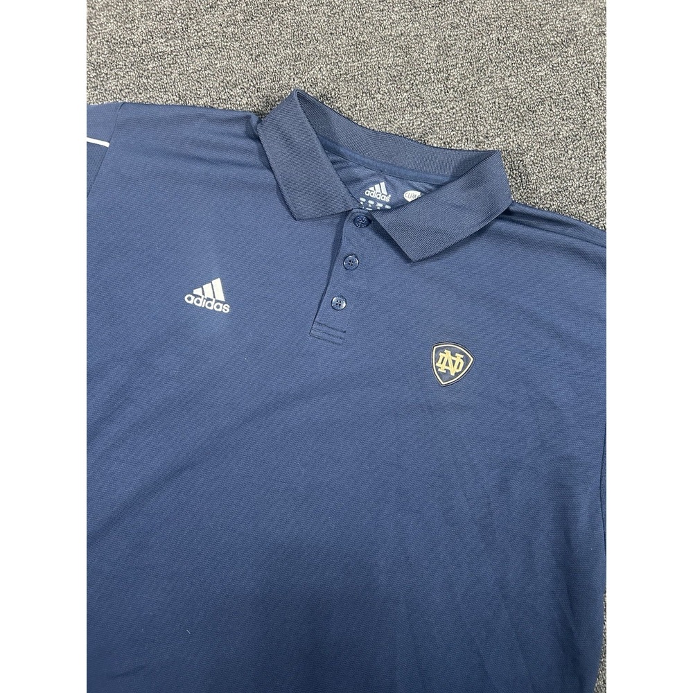 Adidas Polo Men's XL Navy Blue Notre Dame Fighting Irish Embroidered Clima Cool